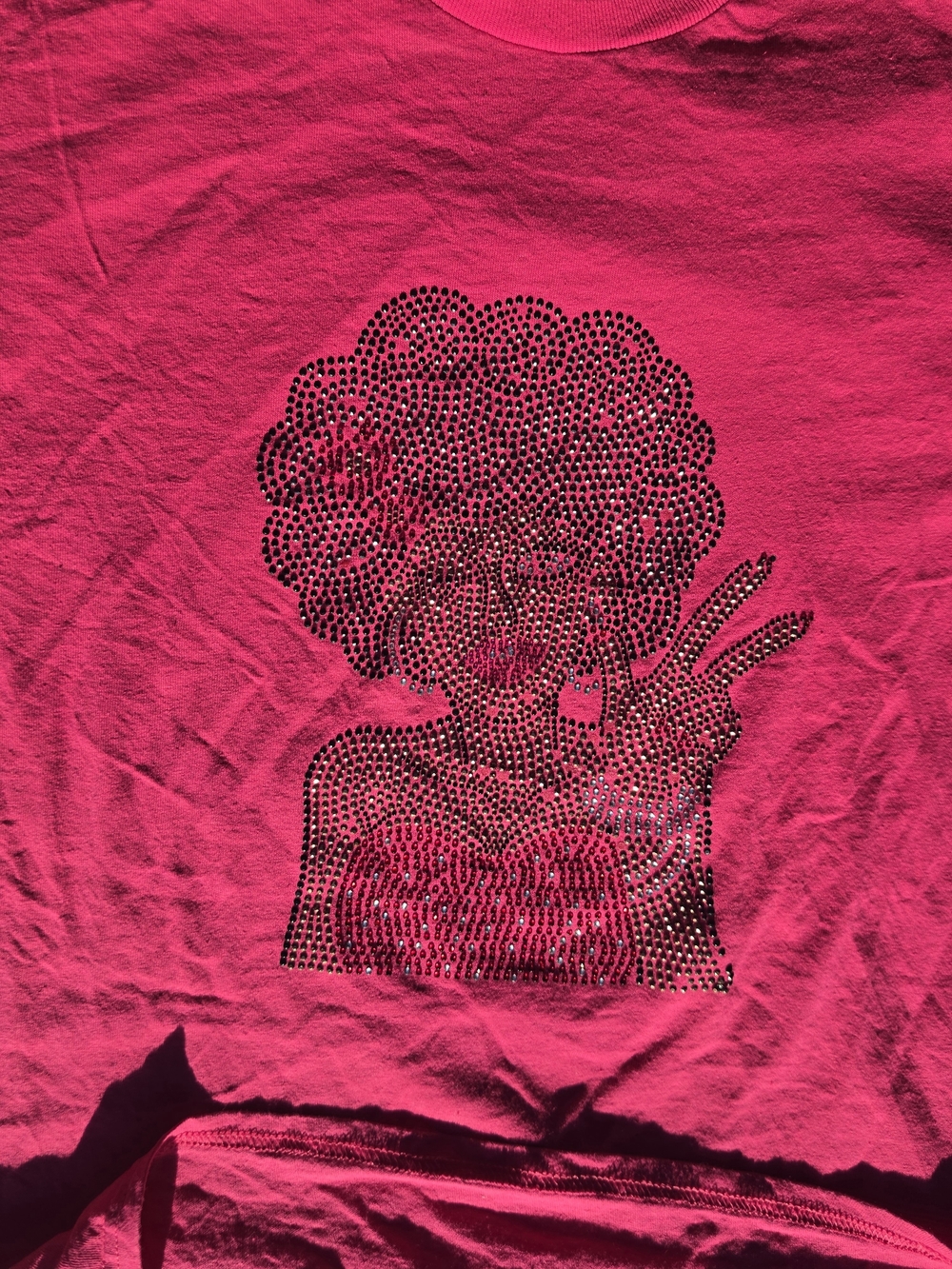 Bright Pink Rhinestone Graphic Tee - Picture 2 of 3